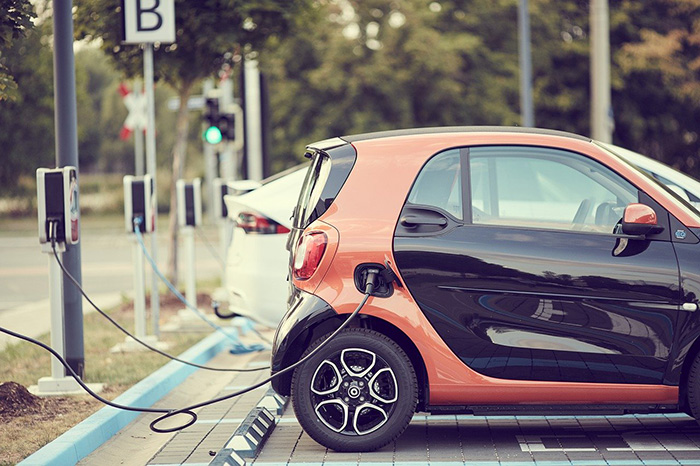 Photo of a charging electric vehicle