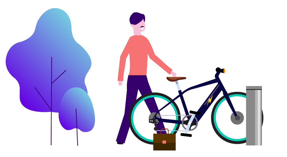 Illustration de vélo électrique en entreprise