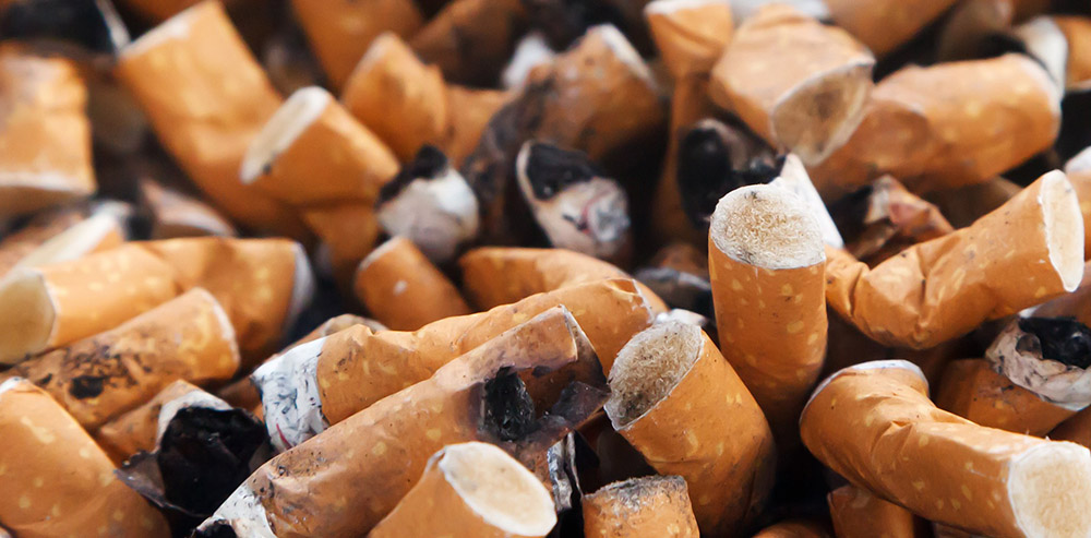 Photo of cigarette butts in business