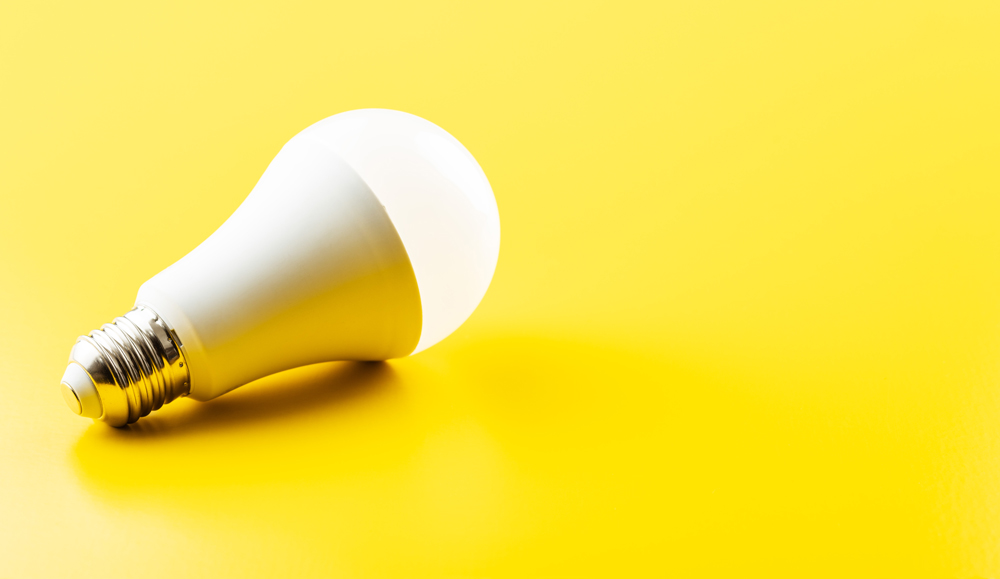 Photo of an LED bulb representing energy savings in business