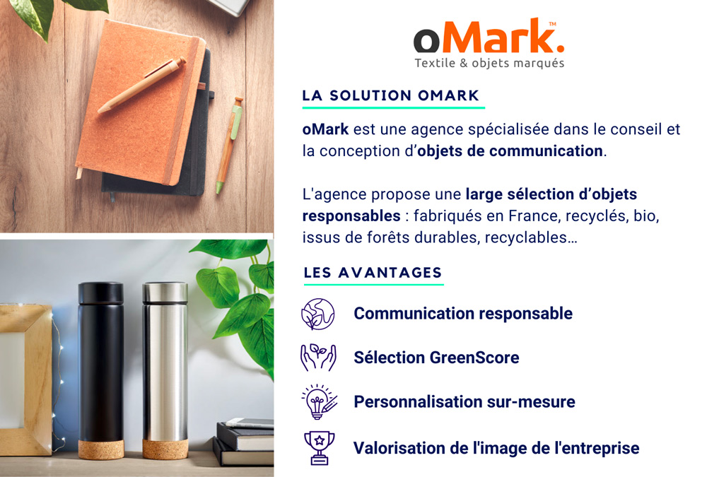 LinkedIn publication on the company oMark, eco-responsible advertising objects and textiles