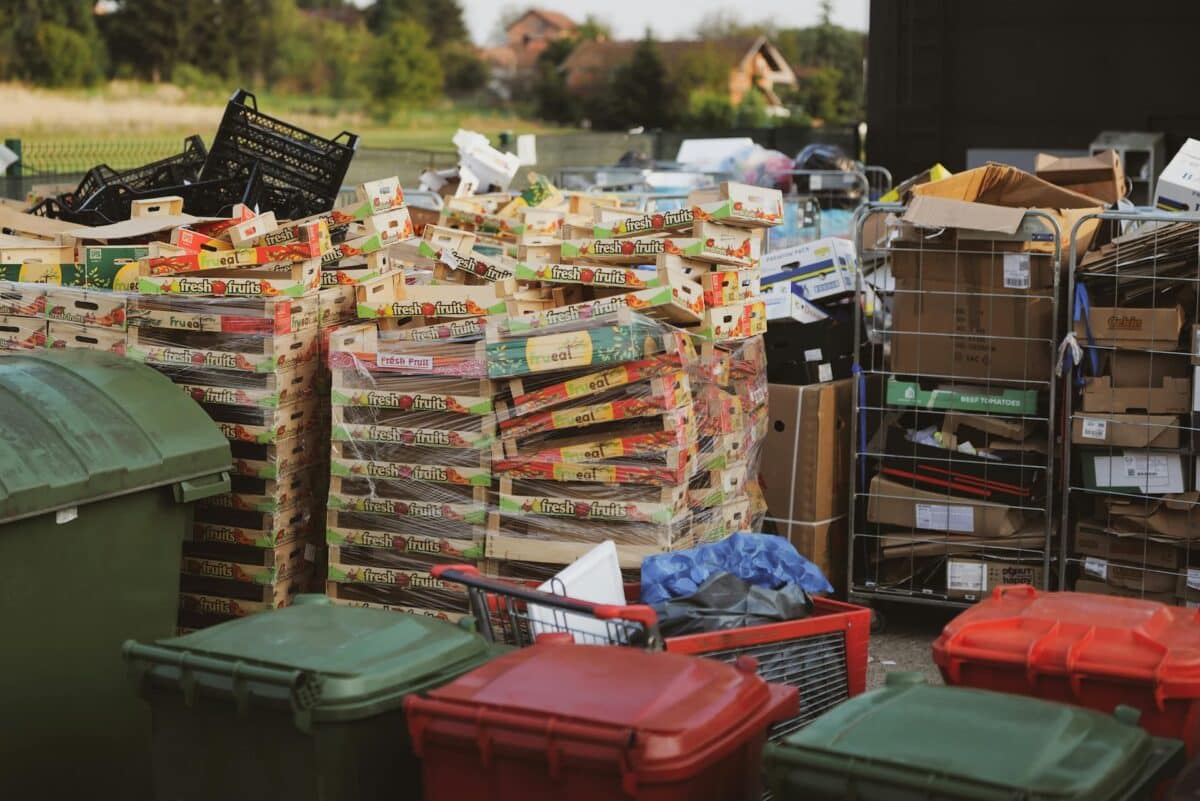 Déchets organiques et cagettes de fruits