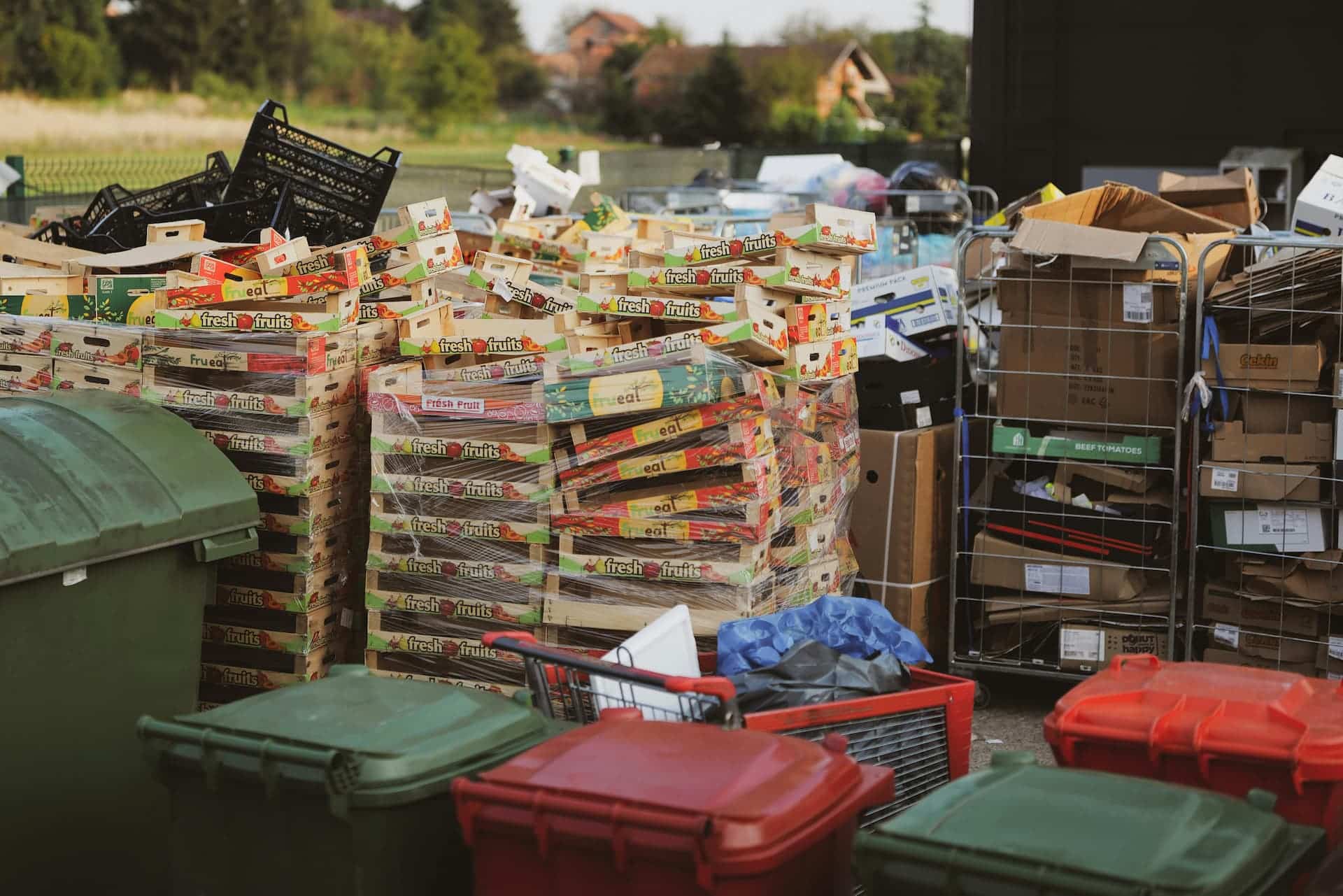 Déchets organiques et cagettes de fruits