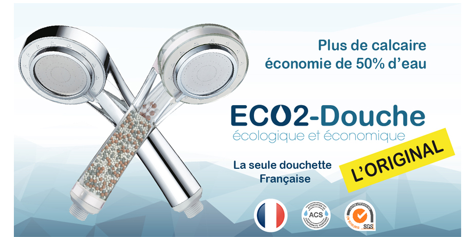 Eco 2 Douche : Pommeau économiseur et purificateur d'eau - Takagreen