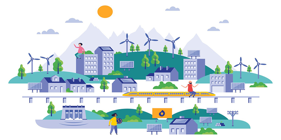 Illustration of the Volterres company, a short-circuit renewable electricity supply offered by independent producers